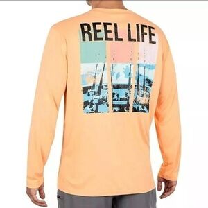 Reel Life Men's Size XXL Sun Defender Long Sleeve UV Tee Apricot Wash